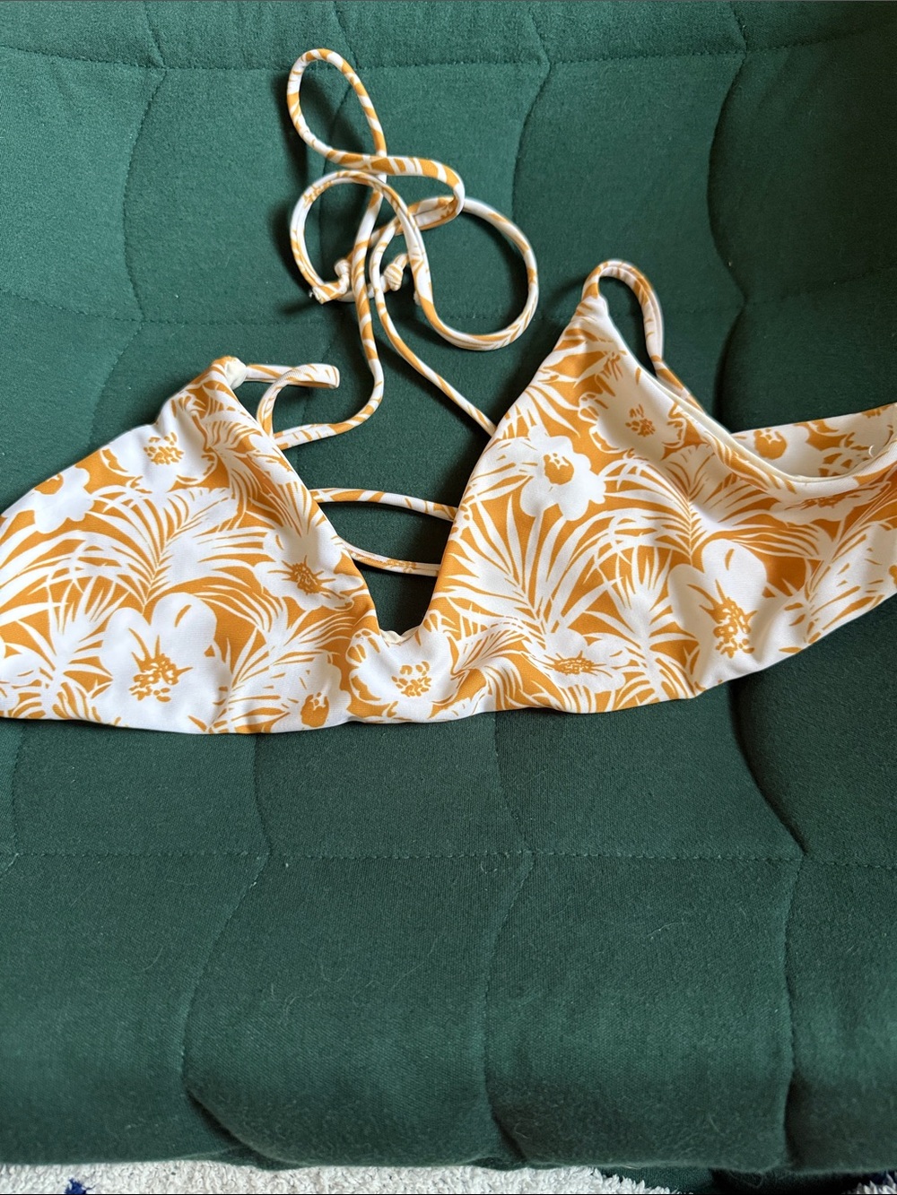 Women's Yellow Floral Triangle Bikini Top - Lspace